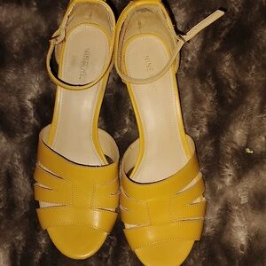 Nine West Mustard Yellow Heeled Sandals